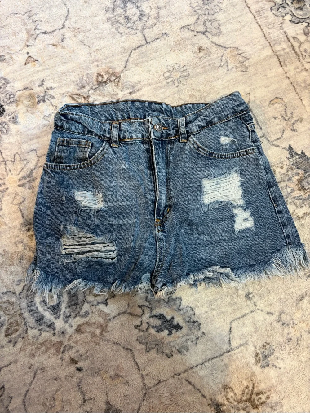Distressed Blue Denim Women's Shorts